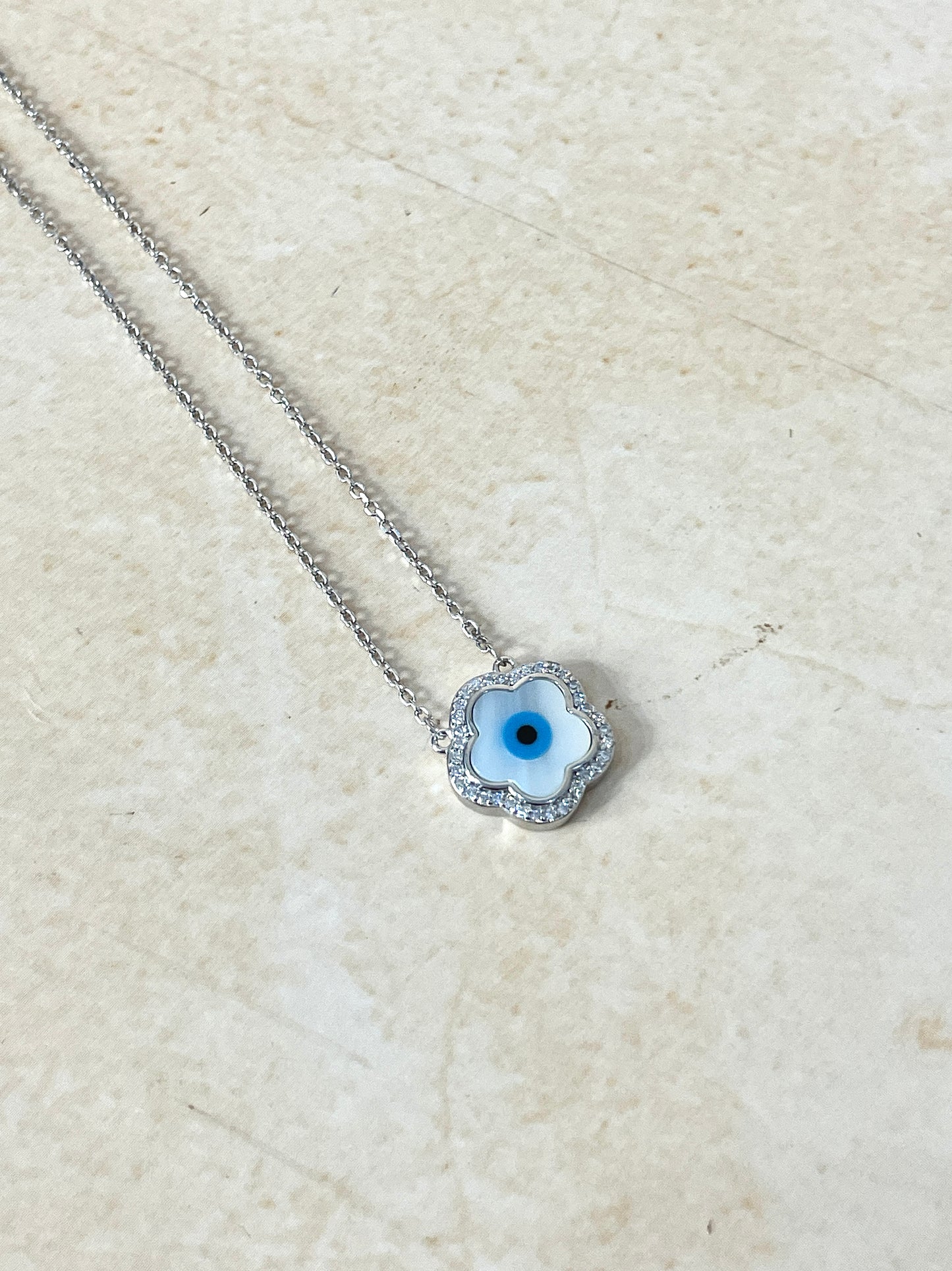 Flower evil eye necklace