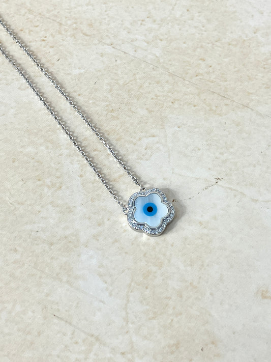 Flower evil eye necklace