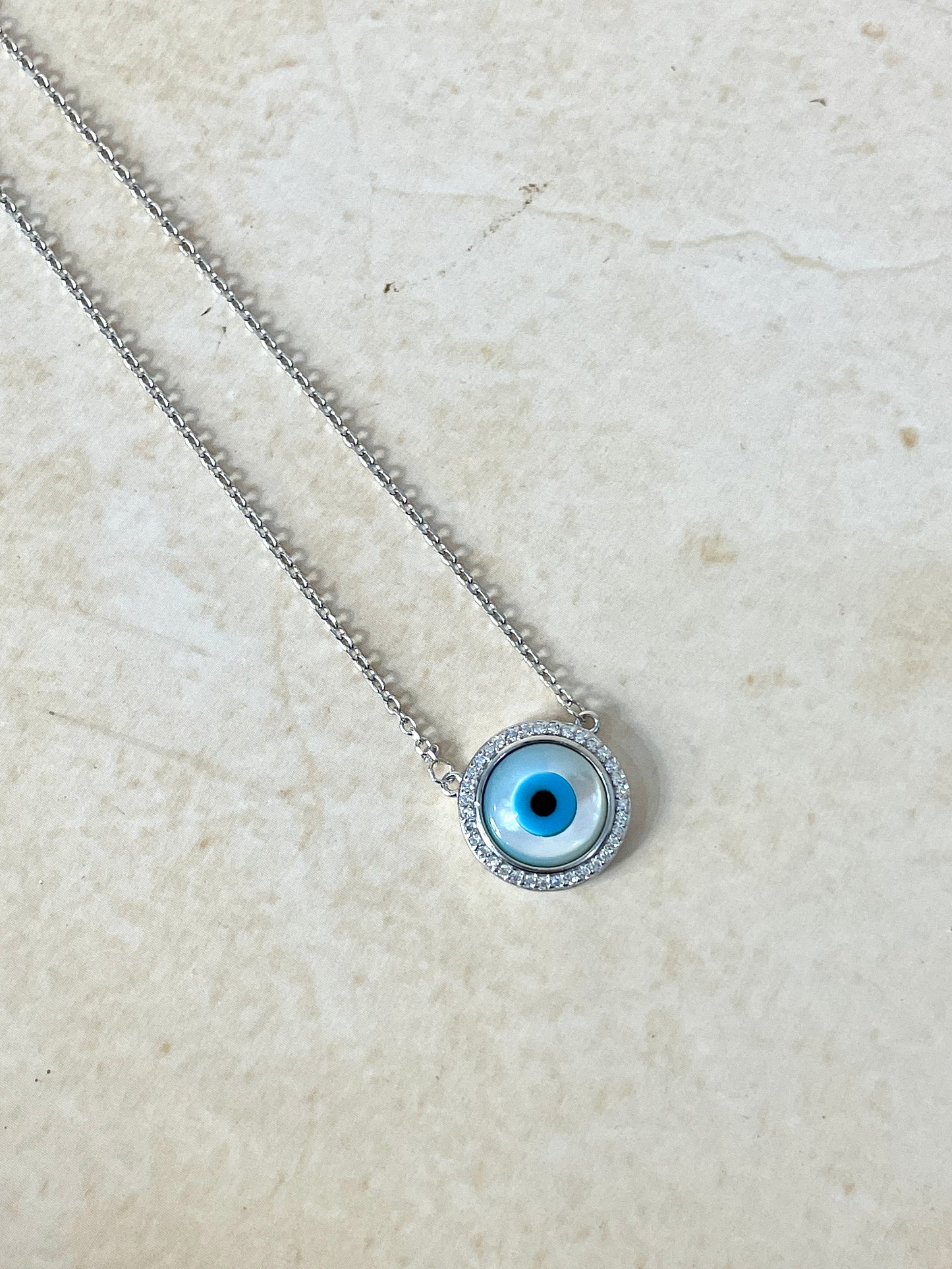 Circle evil eye necklace