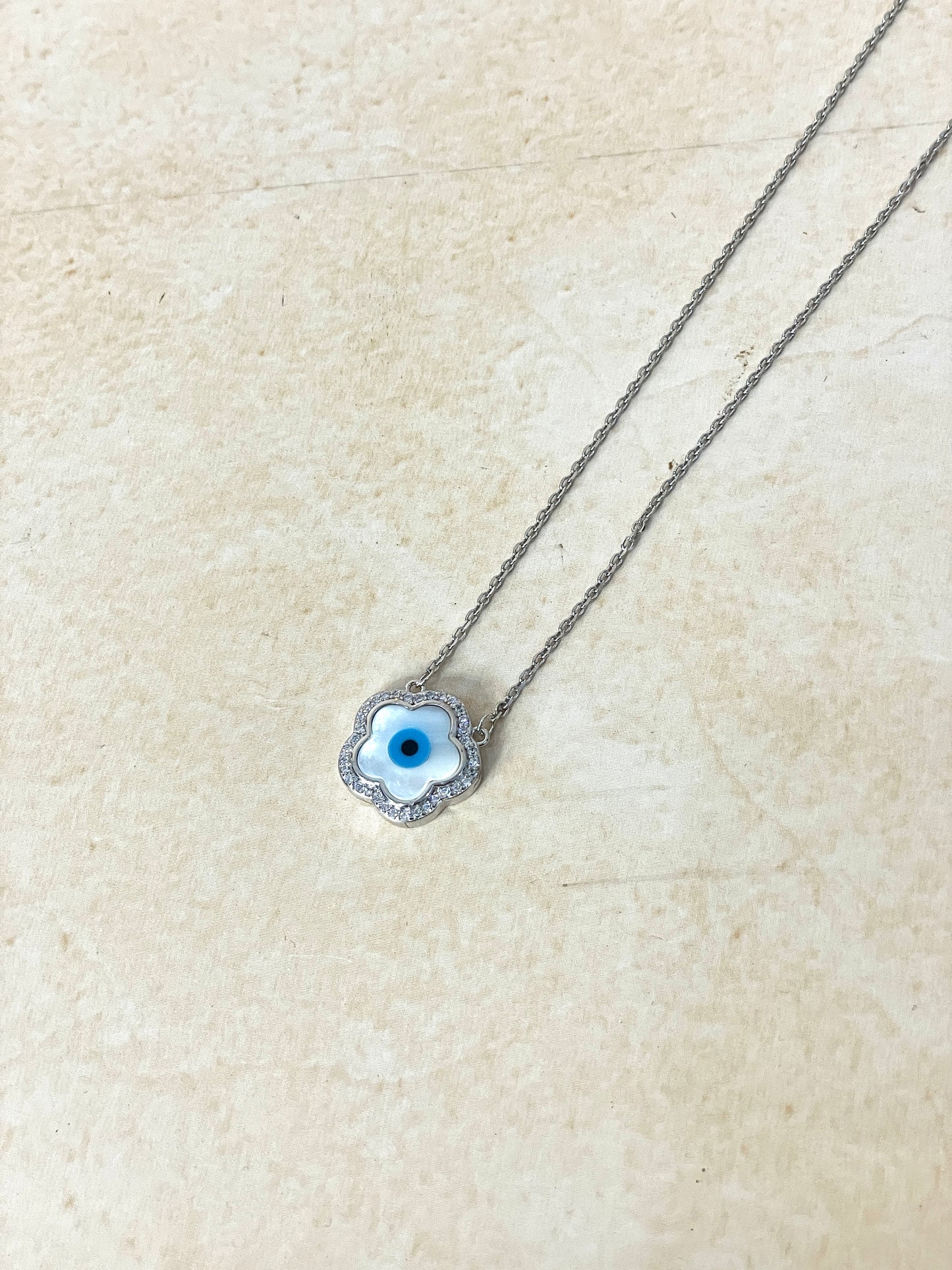 Flower evil eye necklace